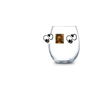 Festive Yorkie Santa Hat Stemless Wine Glass (15oz)