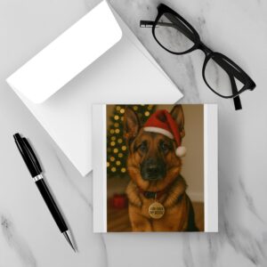 Greeting card with a German Shepard breed dog on the cover.